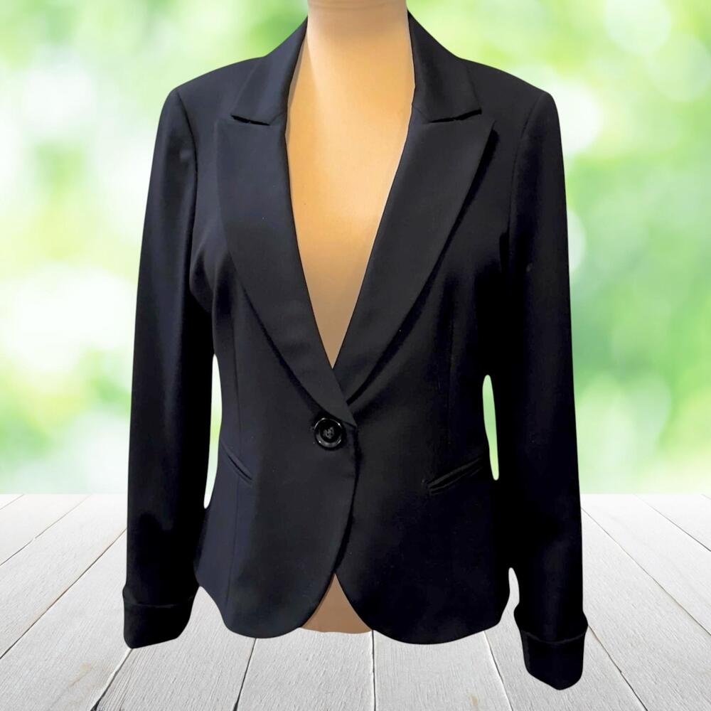 LAFAYETTE 148 Wool Tuxedo Blazer Single Button Evening Black Stretch Womens 10